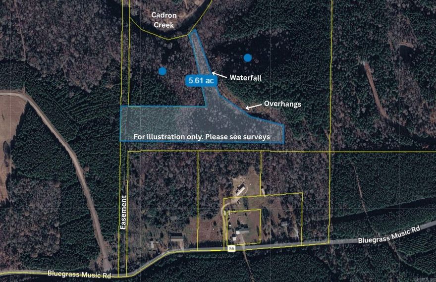 Small Tract packed with Features Build your cabin on this unrestricted tract on the flat area at the top of the hill close to utilities and hike down the valley filled with overhanging cliffs and waterfalls to the Cadron Creek at the bottom.