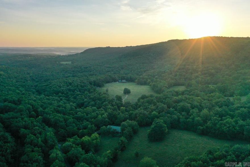 Welcome to your slice of paradise nestled within 145 +/- acres of breathtaking beauty! This one-of-a-kind real estate offering presents an enchanting custom log cabin, surrounded by a stunning mix of mature hardwoods, picturesque pastures, and awe-inspiring bluffs. There is a great history of natural Ozark Mountains wildlife on this farm, it is a truly private hunting paradise with species that include deer, turkeys, bears, and razorback hogs. The main residence is a meticulously crafted 3 bed, 2 bath log cabin, with its rustic appeal, open floor plan, and modern interior, this home provides a serene and inviting atmosphere for family and guests. For those warm summer days, cool off and relax in the above-ground pool. Whether you want to take a refreshing dip or simply lounge poolside with a good book, this oasis is an excellent addition to the property, providing fun and relaxation for all ages. The property also boasts an older charming second home, making it an ideal opportunity as a fixer-upper for multi-generational living, a guest retreat, or an income-generating rental. "NEW" FIBER INTERNET INSTALLED