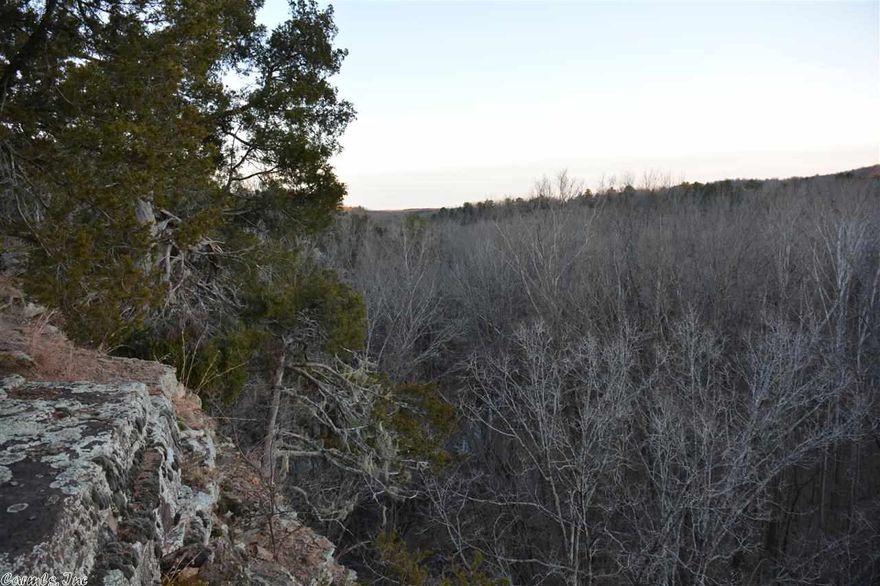 wooded acreage, with bluff lines and view of the valley and Big Creek, one corner of the property may even touch Big Creek, property located about 2 or 3 miles south of Little Red River and the town of Pangburn, AR, and about 15 miles from the town of Heber Springs and Greers Ferry Lake