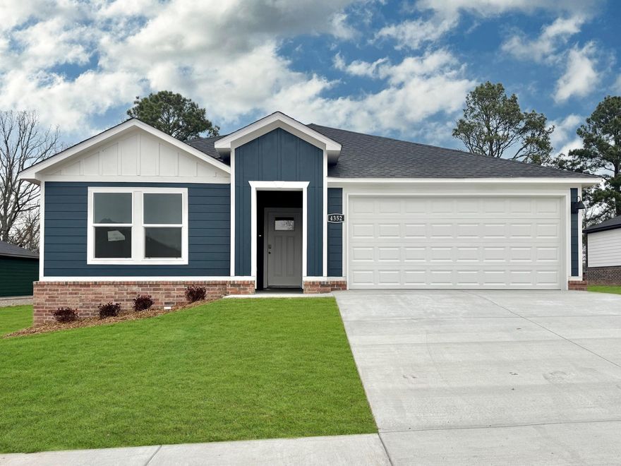 The CALI Floorplan is one of our single-story floorplans featured in Kensington Place community in Bryant, Arkansas. This spacious floor plan includes 4-bedroom, 2-bathroom, and a 2-car garage with an open concept living area, where your kitchen, living, and dining areas blend seamlessly into a space perfect for everyday living and entertaining. The kitchen features 36” cabinets, quartz countertops, and stainless-steel appliances. Fabulous open floorplan. In every bedroom you’ll have carpeted floors.  The primary bedroom has an en-suite bathroom that features a walk-in closet, and a walk-in shower. Taxes TBD. Special builder 10-year warranty. Representative photos only and vary as built!