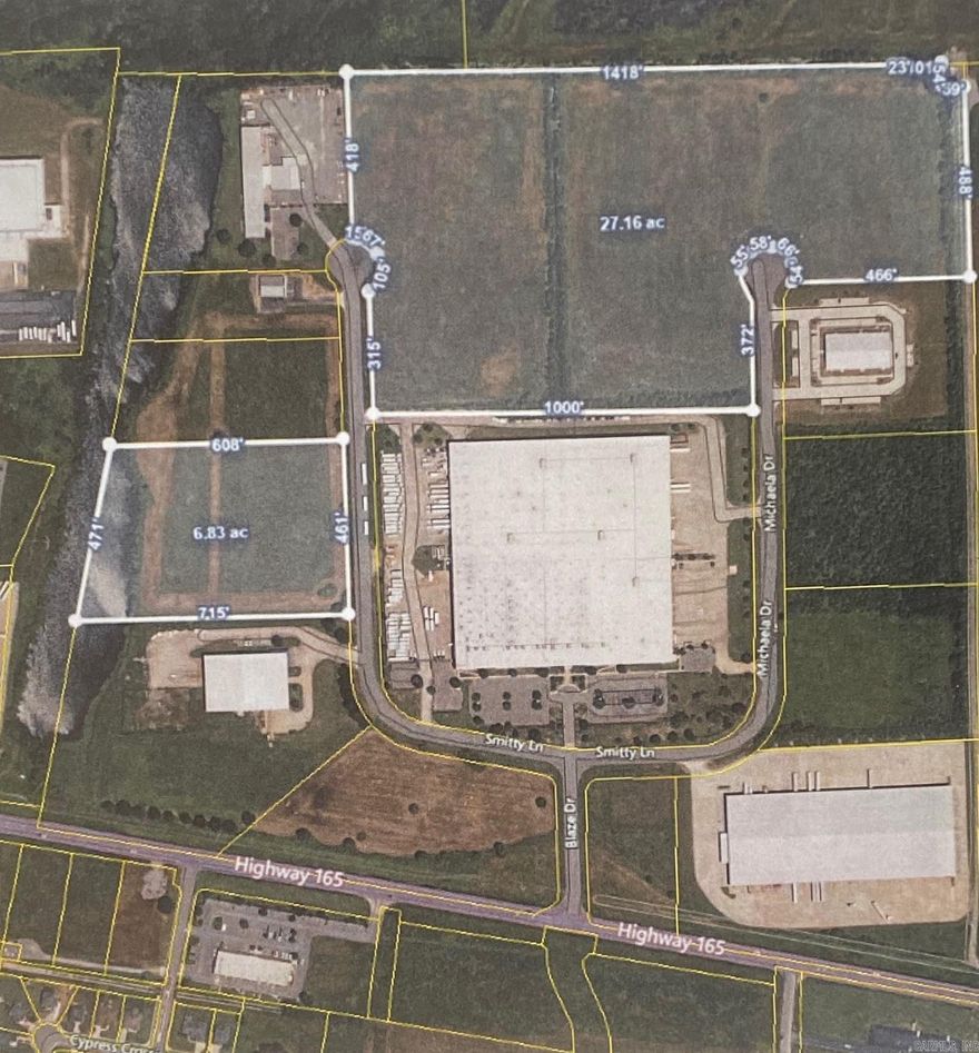 Excellent I-2 zoned 34 Acres with all utilities.  Level site with easy access to  Hwy 165 and Interstate 440.  This property is in two separate parcels, 27 Acre and a 7 Acre which can be sold together or separately.