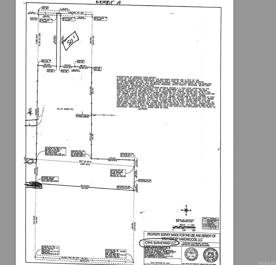 Tract 1 and 2 is located on the road frontage. The larger tract Exhibit A 33.47 acres is located in the rear. Partial select cut wooded location. Water provided by City of Beebe. Seller advised that after making inquiries with the City of Beebe, the City would consider bringing sewer to the property. Easement indicated between tract 1 & tract 2 was access to tract 3 before the current owner bought tract 1 & tract 2 Parcel # Tract 1 & 2 - 001-09937-001 Parcel # Exhibit A - 001-09937-000 Much of land has been cleared. - See agent remarks