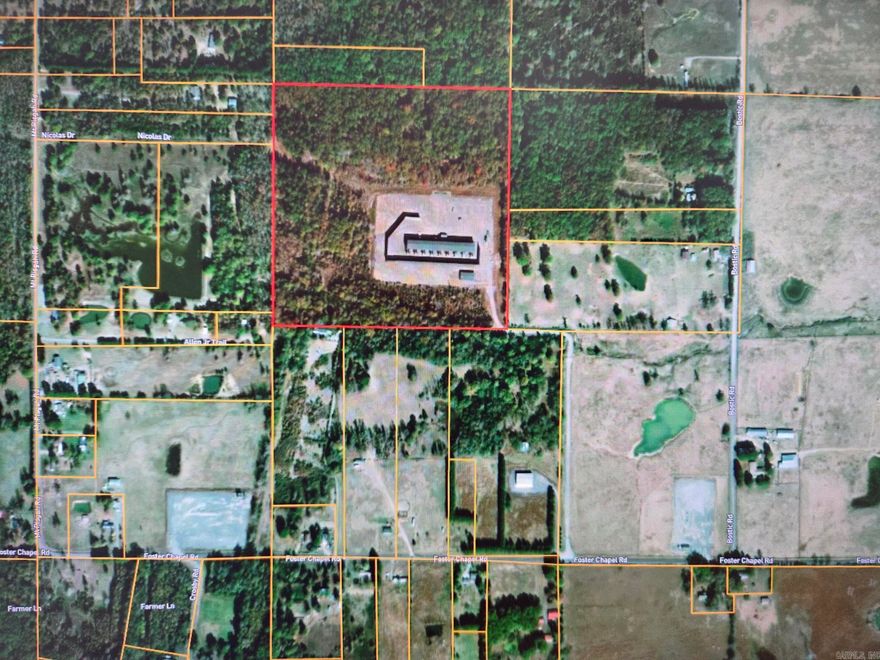 Forty-acre square tract of mostly wooded land just northwest of Searcy. Good recreational land that has wildlife & may can be developed. There is a gas pad on the property & it currently has a locked gate access of a gas pad entrance off Foster Chapel Rd. Must have real estate agent meet with key to access the property.