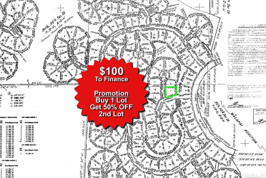 Buy one lot and get 50% off an additional lot! Owner-finance for easy terms. Cash buyers can pay by debit or credit card as well. Nice lot to develop or hold for future value. Public water and electric are available to run to property and will need septic. Owner/agent. No mobiles allowed. 1000 minimum build size on any other type of home, depending on subdivision. Finance is $100 finance fee and 10 months at $75 and closing costs are included. Lots marked with red banner are part of promotion. No limit on lots. Buyer responsible for any/all taxes and lots sold "as-is". Quit claim deed conveys. Parcel ID# 405-21503-000