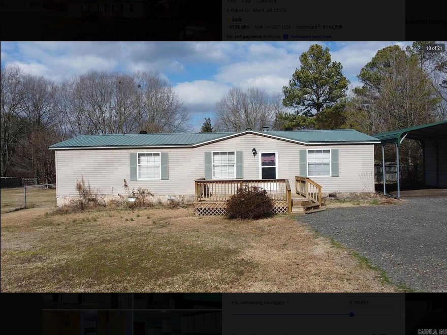 Welcome home to the perfect first home in the Cabot School District. Double wide modular home on a permanent foundation fully fenced covered parking additional outdoor storage. Super Clean well maintained and move in ready won't long at this amazing value. Bonus value two lots two addresses and utilities for both in town could be great opportunity for expansion of home business work shop or additional dwelling.  6 month lease. Tenant pays all utilites