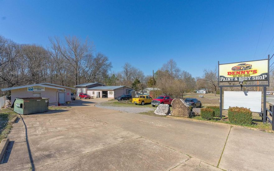 Established Business with everything you need to hit the ground running! If you have the skills and the training, Why work for someone else when you can own your very own business. This has Prime Hwy Frontage and visibility. Just a few miles North of the Hot Springs Village West gate. Selling with all equipment (minus sellers personal tools). One building is the office with attached 2 car garage. There is a Kitchenette in the office building.  2nd building is the Paint and Body shop, holds up to 4 cars. Paint shop and Paint mixing booth. Brand New Snap-On YF A/C Recovery machine. Both buildings have an Alarm System. Showings by APPOINTMENT ONLY. Listing agent must be Present for all Showings. Can be purchased with the current business name or without. AGENTS SEE REMARKS for more info.!