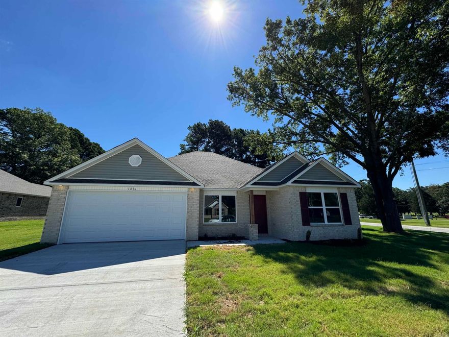 Carnegie II plan Corner lot  Upgrades: sides brick on the home, 14'x10' covered patio with architectural shingles, 8/12 roof with architectural shingles, both toilets upgraded to elongated, plumbing faucet upgrade 2, 8" deep Kitchen sink, 50 gallon water heater, HVAC rigid duct upgrade, Luxury Vinyl Plank in wet areas, raised ceilings in Living Areas per municipal requirements, fiberglass exterior doors, Cheyenne style doors, baseboards level 2, carpet pad level 2 upgrade, full sod, stainless steel appliance package, corner lot.      *** AGENTS PLEASE SEE SHOWING REMARKS OR AGENT REMARKS. ***  THIS HOME IS SCHEDULED TO BE COMPLETE IN MID JUNE.