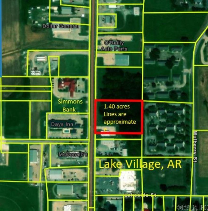 This 1.40 acre parcel is located in an extremely high traffic area in Lake Village, AR
