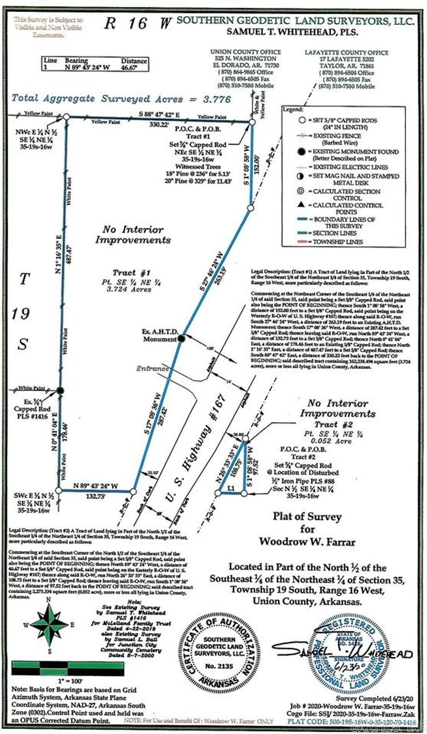 3.776 acres on Highway 167, Junction City, AR 71749 with Commercial Entrance!    Property does not currently have utilities