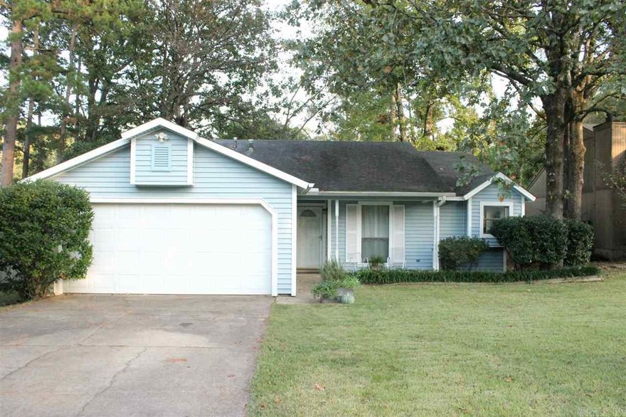 Updated one level home on quiet, secluded, wooded level lot with convenient neighborhood walking trails off oversized backyard. Cozy firepit and deck for outdoor entertaining. Spacious den with gas log fireplace, eat-in kitchen and unique corner windows in kitchen. Updated ship lap walls in guest bath. Perfectly maintained- roof approx. 8 years old. Move-in ready.