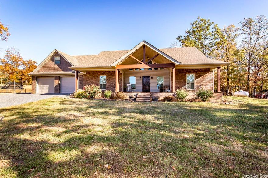 Your Dream Home! 3 Bed, 2 bath plus Bonus(4th bed) on 10 Acres. Great Room w/custom wood beams & gas rock fireplace opens to kitchen w/custom cabinets, granite & tile backsplash. Primary room has jetted tub, his/her walk-in closets & connects to Laundry. Huge Bonus Room upstairs & lots of extras such as geothermal & 30 x 40 garage that can be used as shop. Amazing yard w/ covered porch, storm shelter, garden beds & Personal Entertaining area w/pavilion & firepit.  Additional 10 Acres available(total of 20.56).  See remarks