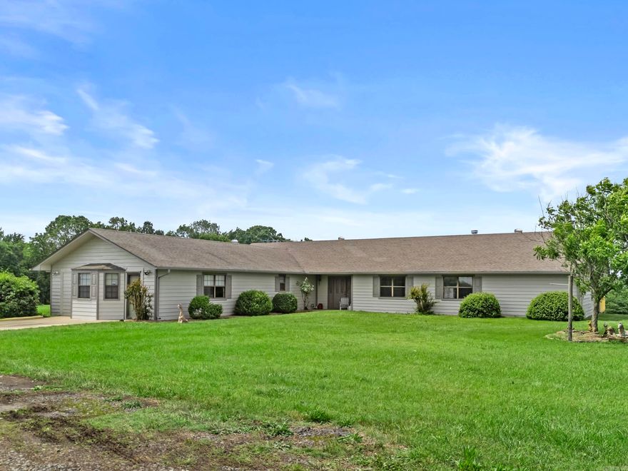 Nestled atop a picturesque ridge, this 4-bedroom, 3.5 bathroom home offers panoramic views right from the expansive, private back deck. Whether you're savoring a morning coffee or hosting gatherings, you'll be captivated by the beauty of your surroundings. A separate apartment style area or in-law suite offers flexibility for guests, rental income, or multi-generational living.  You will always be prepared for the unexpected with tons of pantry space, multiple fireplaces, and storm cellar in great condition. For those who need space to work on projects or store equipment, a large shop wired for electric provides ample room.  The property boasts 17.76 acres of beautiful land including a peach orchard, plenty of both pasture and wooded areas to explore. Enjoy the outdoor opportunities around the Little Red River and Greers Ferry Lake just minutes away!   View this rare gem, offering everything from breathtaking scenery to functional living spaces!