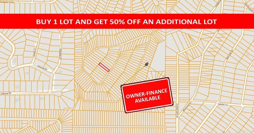 Buy one lot and get 50% off an additional lot! Owner-finance for easy terms. Cash buyers can pay by debit or credit card as well. Nice lot to develop or hold for future value. Public water and electric are available to run to property and will need septic. Owner/agent. No mobiles allowed. 300-2500 minimum build size on any other type of home, depending on subdivision. Finance is 5 months at $194 and closing costs are included. Lots marked with red banner are part of promotion. No limit on lots. Buyer responsible for any/all taxes and lots sold "as-is". Quit claim deed conveys. Parcel ID# 224-00242-000