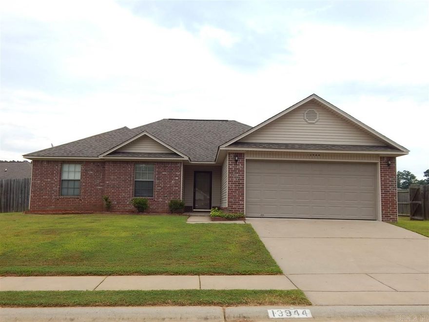 Nice split bedroom plan. Master has double vanities, 2 walk-in closets, separate shower and  separate jetted tub!  Bryant Schools!!  Nice level and spacious back yard with privacy fence!  Covered Patio!  Open Floor Plan!  Try Rural Development Loan with $0 Down!    Vacant and easy to show. Call CSS - 501-244-0333 to show. Agents, please see Agent Remarks.