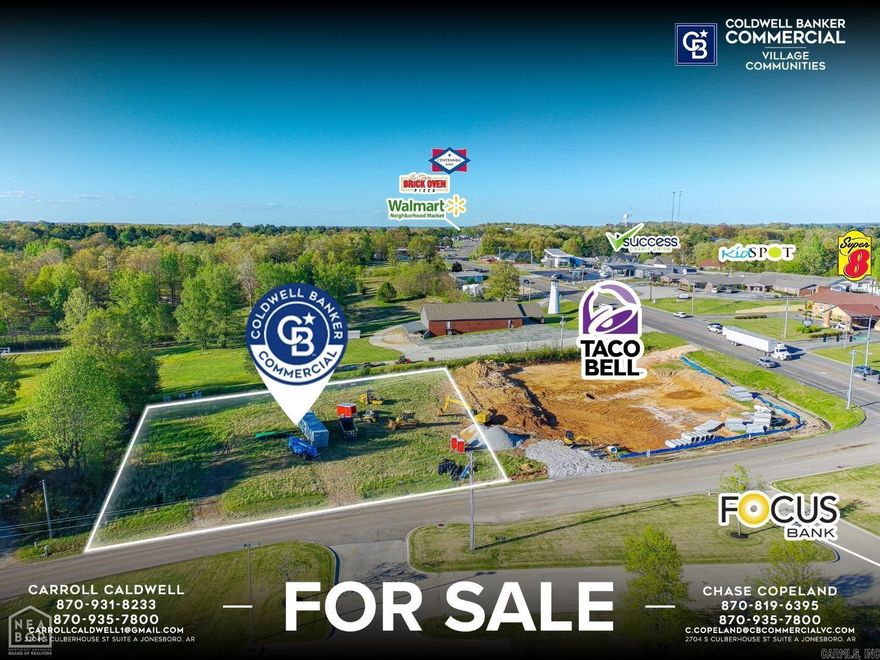Coldwell Banker Commercial - VC is pleased to present 2907 McDaniel Road, Paragould, AR 72450. This +/- 1.15-acre commercial development opportunity is ideally positioned adjacent to a newly under-construction Taco Bell along Highway 49. Benefiting from excellent visibility with approximately 21,000 vehicles per day (Highway 49) and proximity to a signalized intersection, the site offers strong exposure and accessibility. The surrounding growth and national retail presence make this location well-suited for a wide variety of commercial uses, including retail, restaurant, or service-oriented businesses.