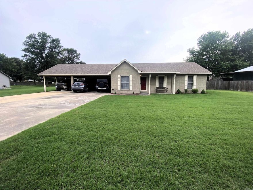 Includes Workshop and In-ground swimming pool! This fantastic property includes an updated 3 bedroom, 2 bath home, a nice workshop with garage door and 2 walk through doors, and a 3 year old in-ground pool with 1/2 bath access. The kitchen remodel was done in 2019 and includes new cabinetry with island, new granite tops, new appliances and is open to the living room. A new inground pool was installed in 2021 and got an upgraded liner in 2023. Water heater was replaced in 2023; HVAC replaced in 2017; roof was replaced in 2019. The home is finished out in neutral colors and is just beautiful. 34 Windfield Circle, Trumann AR is minutes from Jonesboro, Arkansas State University and about an hour from Memphis. Property should work for VA, RD and FHA financing.