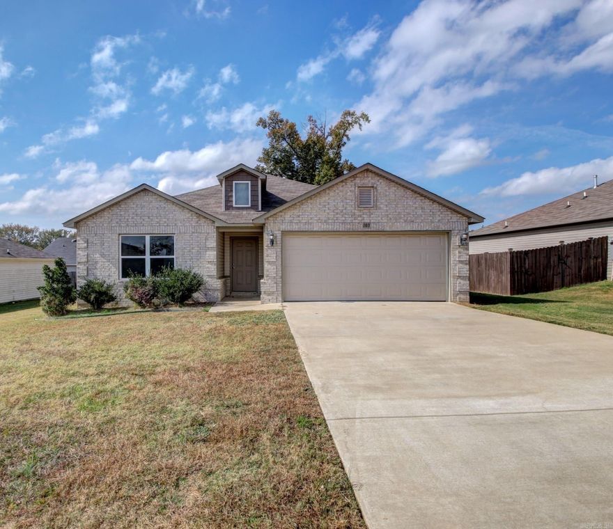 Check out this adorable 3-bedroom, 2 bath home that's conveniently located in Beebe! The move-in ready home features an open concept kitchen with all stainless-steel appliances, plenty of cabinet space, a breakfast bar and a huge pantry.  The spacious primary bedroom is apart from the other 2 bedrooms and features a walk-in closet and ensuite with a vanity and soaker tub.  The back yard is partially fenced and has a cute covered back porch that's perfect for enjoying a cup of coffee before starting your busy day. Call today to schedule your showing.  See agent remarks!     See agent remarks.