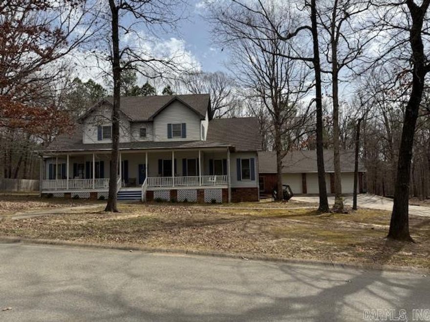4172 SQ FT HOME ON .83 ACRE!  This gorgeous 5br/3.5ba home has so much to offer! Just a few highlights are quiet, friendly neighborhood, great location close to schools, downtown, churches, medical community and so much more.  Spacious two-story layout with an elegant design, open floor plan, high ceilings, lg windows. The four bedrooms (plus bonus room) and 3.5 baths provide plenty of space for a growing family.  Well organized, efficient kitchen layout with spacious cabinet space, breakfast and formal dining areas. Large, separate utility room with ample storage space. The large family gathering room features beautiful brick fireplace and French doors with serene view of wooded area.  The spacious, multi-use room can be used for office/study or recreation. Charming wrap-around porch, ample lower and upper decks, 3 bay garage w/storage and private driveway to accommodate multi vehicles.  New central heat/air installed March 2025, storage spaces galore, Clay County Connect fiber optic internet service available.  These are just a few amenities offered with this beautiful home.  "Warranties transferring with the home include garage foundation work, termite contract and 2025 C/H/A."