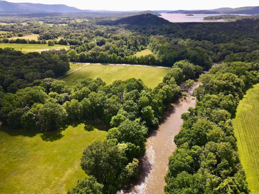 This exceptional multi-use farm with Petit Jean River frontage offers a rare opportunity to own a versatile property with strong agricultural and recreational value. Featuring approximately ¼ mile of Highway 309 frontage with utilities available, the property provides excellent access and a prime building site overlooking the land. A gated entrance and full perimeter fencing add functionality and security.  The Petit Jean River runs through the property for nearly ¾ mile, offering fishing, scenic views, and year-round water access. The land has been used for cattle and is currently producing a strong hay crop, highlighting its agricultural potential. A mix of open pasture and natural areas supports farming, livestock, and recreation.  Bordering the Blue Mountain Recreation Area, the property is minutes from the Blue Mountain Lake boat ramp and near Mount Magazine State Park, as well as the Ozark and Ouachita National Forests.  With abundant wildlife, river frontage, highway access, and utilities, this property is ideal for a farm, recreational retreat, or homesite. Mineral rights do not convey but may be negotiable.