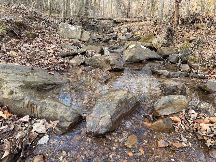 Nestled near Mountain View, Arkansas, this unrestricted 10-acre tract offers privacy, beauty, and versatility in the heart of the Ozarks. With gravel county road frontage and electric and rural water available, it is ready for your cabin, camper, or full-time home. Rolling topography and mature hardwoods, including white oak, red oak, and scattered pine, provide excellent wildlife habitat and year-round privacy. A scenic creek winds through the center, accented by rock outcroppings and boulders, along with a seasonal spring that creates small waterfalls after rain. Multiple elevated building sites, established camp areas, and hand-cleared trails make the property easy to enjoy from day one. Deer and turkey are abundant, and you are just minutes from the White River and Ozark National Forest for fishing, hiking, and outdoor recreation. A rare opportunity for a hunting retreat, family getaway, or peaceful Ozark homesite.