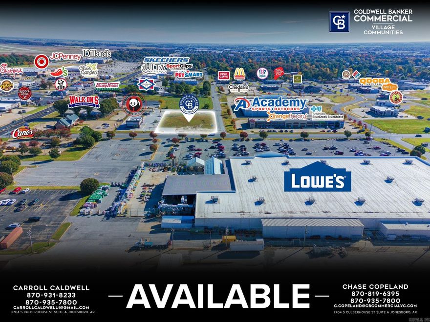 Coldwell Banker Commercial - VC is pleased to present 2020 Fair Park Blvd located on approximately 1.57 acres. This parcel represents a prime development opportunity within one of Jonesboro's most active trade areas. Ideally located adjacent to the newly constructed Panda Express, the property offers excellent visibility and accessibility, making it well-suited for a variety of commercial uses. The surrounding area is home to a strong lineup of national retailers, including Academy Sports + Outdoors, Lowe's, Target, JCPenney, Dillard's, Ulta Beauty, Sport Clips, and numerous national quick-service and full-service restaurants. The seller is open to build-to-suit opportunities, whether for a standalone building or as part of a multi-tenant retail development. Seller is also open to subdividing to fit tenant needs.