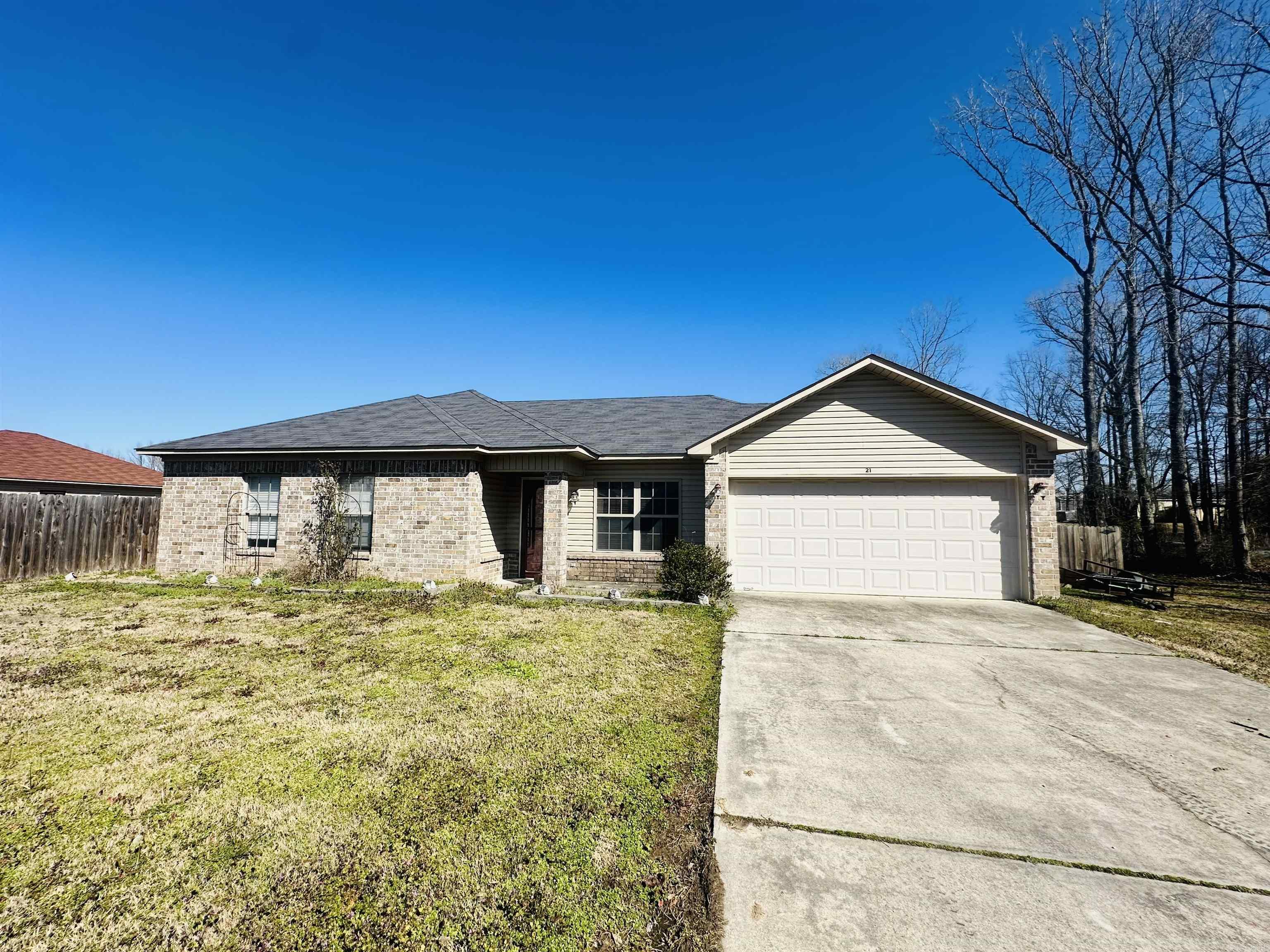 Charming & Cozy Home in Austin, AR! Welcome to 21 Hula Dr., a delightful 3-bedroom, 2-bathroom home nestled on a 0.23-acre lot in a kid-friendly neighborhood within the highly sought-after Cabot School District! With 1,146 sq. ft. of inviting living space, this home is perfect for first-time buyers, small families, or anyone looking for comfort and convenience. Home Highlights: Bright & airy living space with a cozy feel. Comfortable bedrooms & thoughtfully designed bathrooms. Spacious yard, great for kids, pets, or entertaining. Fantastic location near schools, shopping, and dining. This adorable home wonāt last long! Schedule your private showing today!