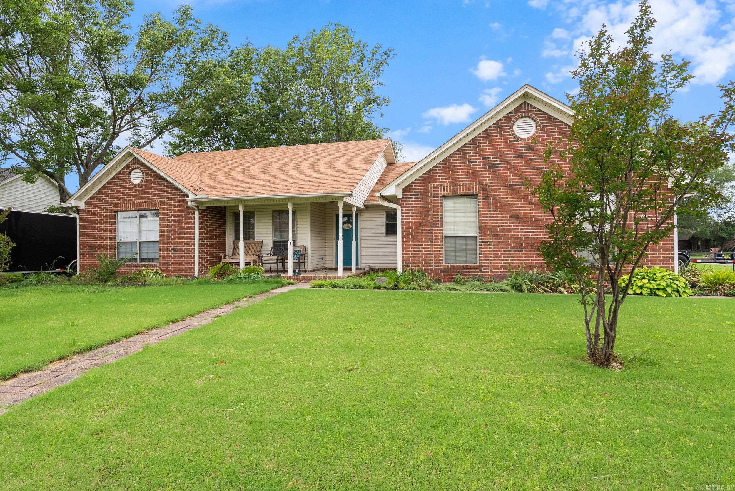 Welcome to 14 Eagle Drive. This beautiful 3 bedroom 2.5 bathroom home is in the heart of Lonoke, walking distance to schools and city park. This home features an open floor plan with vaulted ceiling, spacious bedrooms, and a recently updated primary bathroom with large walk in shower. The roof is only a couple years old and the HVAC system was replaced this year. The corner lot provides plenty of outdoor space and a fully fenced back yard with a patio and a new outdoor storage building. Seller is offering a new carpet allowance for two of the bedrooms. Come see this beautiful home today!