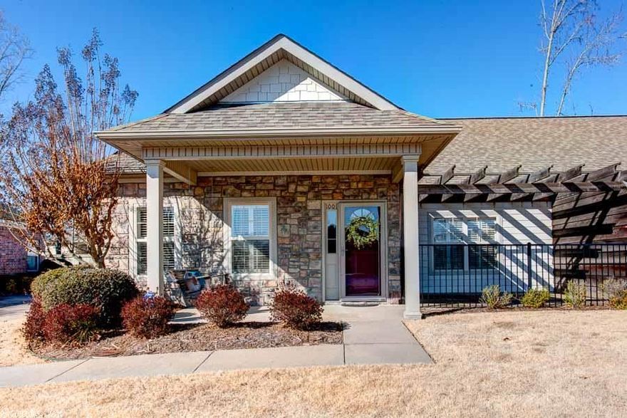 Very nice one level patio home in move-in condition. Worry free living in a gated community with a club house and lawn care provided. Entry leads to great room with some hardwds,an open floorplan with new carpet, a two car garage with access to a partially floored attic, a walk-in shower plus a spa tub in the master bath,and plantation shutters throughout. The bar stools, entry credenza, mirror, and front porch swing all convey. Where else can you find all this at such a price point?