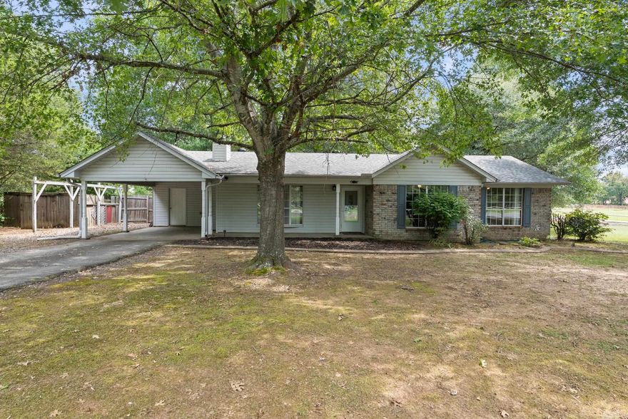 REMODELED, MOVE-IN READY & 100% Financing Available! Nestled on 1.63 peaceful acres, this charming home has so much to offer including 3 bedrooms, 2 full bathrooms, 1,502 sqft, and lots of updates! The spacious living room has a fireplace for a cozy feel. The chef’s kitchen with granite countertops has lots of cabinets and counterspace. Primary en suite has a walk in closet. Enjoy peaceful mornings on the front porch or relax or entertain on the covered back porch overlooking the huge backyard with mature trees. The HUGE 40 x 30 shop is a hobbyist’s dream! Lots of storage space in the storage room in Carport and large storage shed. Updates include: NEW Roof (1-2 yrs old), NEW HVAC (2017), NEW flooring (2017), NEW water heater, FRESH interior paint (2017), NEW toilets, NEW Showers and more! Don’t miss your opportunity to make this house your home! Agents see remarks.