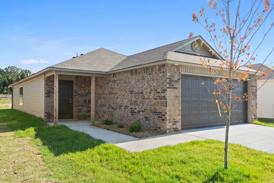 The Somerville plan is a new, modern looking plan with pretty brick patterning on the front and a spacious interior. The wet-area entry is perfect for wet shoes and dripping umbrellas. The entry leads to an open-concept Kitchen and the Living Room. The back door - which is close to the Master Bedroom - leads to a covered patio. Come see it today!  Upgrades included in this home by designer:  soaker tub/shower in Master Bath, plumbing faucet upgrade 2, 8" deep Kitchen sink, door bell, added cable jack, HVAC rigid duct upgrade, flush laminate bar top in Kitchen, Luxury Vinyl Plank flooring in wet areas and Living Room and adjacent hallways, raised ceilings in Living Areas per municipal requirements, Cheyenne style interior doors, baseboards level 2, 25in. wide attic stairs, LED disk lights in Kitchen, full sod, microwave hood in Kitchen, smooth top range.   ** AGENTS, PLEASE SEE SHOWING REMARKS OR AGENT REMARKS. **  THIS HOME IS SCHEUDLED TO BE COMPLETE IN EARLY MAY.