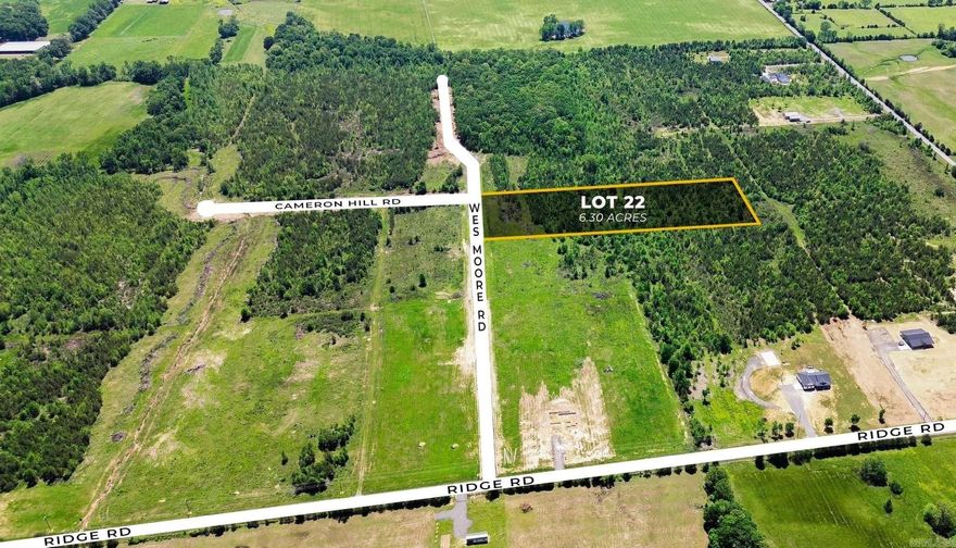 Beautiful flat 6.30+/- acre lot right outside of city limits, perfect spot if you are looking to build! Enjoy great views of the countryside in a quiet area while only being a few minutes from the interstate. 20 mins to Vilonia, 20 mins to Searcy, & 20 mins to Cabot. Water and electric are at the road. No mobile homes. Minimum square footage of 1700.