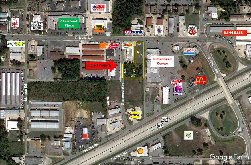 Prime retail site! Located between Sonic & Indian Head shopping center. Parcel features superior access from multiple streets. Excellent visibility from Kiehl Ave & 67/167 with installation of pole sign. Site is level, zoned C-3 with municipal utilities available. Additional benefits include traffic count of 18,000 vpd, population over 81,000 within 5 mile radius, along w/rapid commercial growth in the Sherwood area. Site has 107' frontage on E Kiehl Ave and 140' frontage along Sherwood Way.