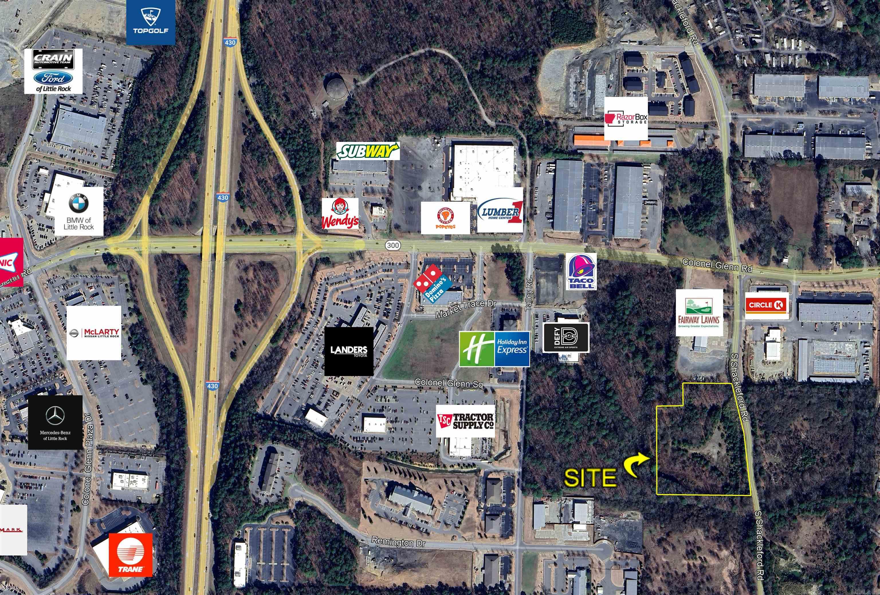For Sale, Lease or Build to Suit!  This 7.26 Acres of Land Zoned I-1 is Conveniently Located Less than 1 Mile from I-430 which has a Traffic Count of 83,000 VPD.  The Colonel Glenn and Shackleford Area is Currently Experiencing Strong Growth with the Recent Developments of Topgolf, Lumber 1 and Taco Bell.