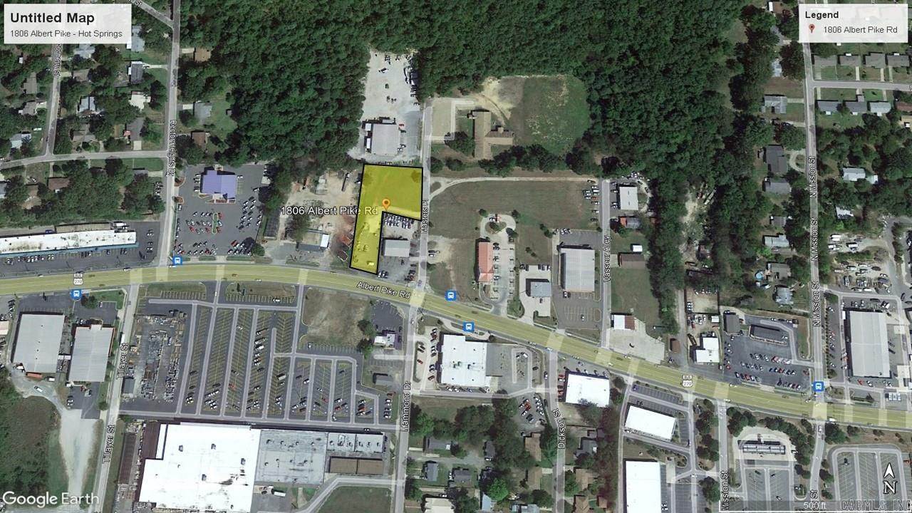 Large level vacant land near stoplight intersection with Albert Pike (US Hyw 270) frontage plus additional ingress/egress from Masters Place side street. Zoned Commercial with all city utilities at the property. Property to have deed use restrictions preventing competition with Hot Springs Sod.