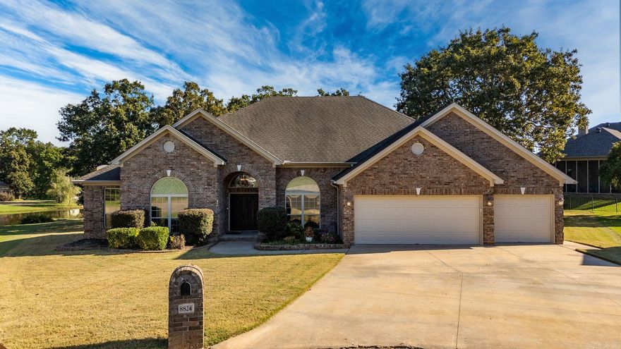 Welcome to 8824 Ridgeview Cove! A beautiful brick home nestled in a quiet cul-de-sac in one of Sherwood’s most desirable neighborhoods. This spacious 3-bedroom, 2.5-bath residence offers 2,748 square feet of comfortable living space, plus a dedicated office perfect for remote work or a study area. Built in 2006, the home features a split-bedroom floor plan, high ceilings, and plenty of natural light throughout. The open-concept kitchen flows into the living area, ideal for entertaining guests or enjoying family time. The large primary suite includes a spa-like bath with double vanities, a soaking tub, separate shower, and a generous walk-in closet. The expansive screened-in back porch overlooking the neighborhood waterfront view is fabulous living space! Situated on just over half an acre, the backyard offers ample space for gardening, outdoor activities, or adding a future pool. A 3-car garage provides plenty of storage and parking. Floored attic above garage. Located minutes from shopping and dining, this home truly has it all!