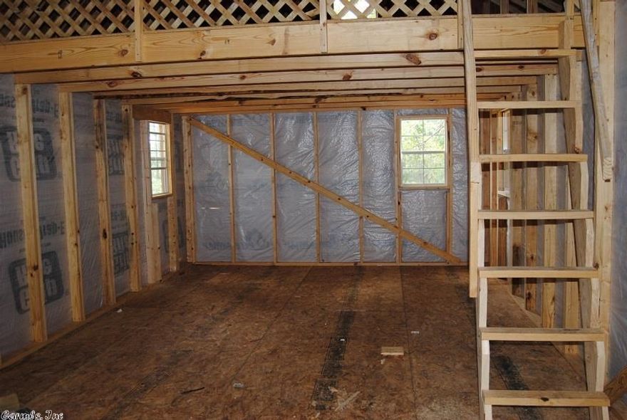 Unfinished cabin sits on 4.5 acres , has water, electric, and a septic, near the Buffalo River, and Brush Creek, you can finished the cabin how you want, has a loft for bedroom, this fix up really nice, i can show you several that has been fixed up.  great hunting ,horse back riding area, go all the way to Gilbert by way of trail across Brush Creek, Cedar siding , porch with cedar logs , experience the way folks live back in the early days, just getting set up.  short distance of gravel, priced to sell