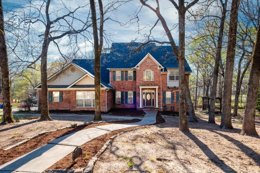 Maumelle Beauty all brick home on a level corner lot.  Grand foyer w/ hardwood floors. Formal Dining Room  w/hardwood. Sep Formal Living Room. Guest Bedroom, Full Bath down could make for a In-Law-Quarters.  Lg Family Rm w/WBFP & built-ins and wall of windows. Fantastic Kitchen w/island, custom-built wood cabinets, 2 pantries, and a separate kitchen-dining area. Cheery Sunroom. Dedicated laundry room w/sink. Upstairs, 2 guest rooms share a Jack & Jill bathroom. Large Primary Suite, spa-like primary bath, separate vanities, soaking tub, and walk-in shower.  2 separate walk-in closets. Another guest room w/built ins, a bonus room with a kitchenette, wet bar & breakfast bar.  Sits on a corner lot in a cul-de-sac on 3/4 of an acre, conveniently located near Maumelle CC Golf Course! Large deck across the back of the home. A wonderful pergola to relax & enjoy the yard.  Oversized 3-car side-loading garage w/sep storage rm. Grand Entry, Formal DR, Possible Main floor In-law quarters. Roof '11, carpet, kitchen countertop, paint '16, newer appliances. Selling AS IS! Priced to sell.  Bring me an offer, this won't last long!