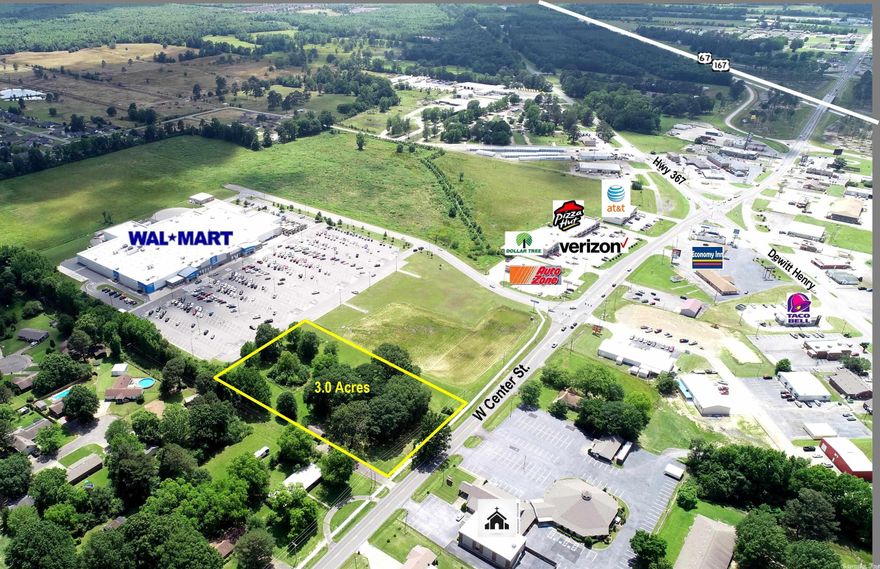 Prime Lot in front of Walmart Super Center. Located just .4 miles from Hwy 67/167 & less than one mile from ASU Beebe. Excellent location for fast food, retail, or banking. Population is 9,928 in a 3 mile radius. Site is level w/city utilities. Property is currently zoned R-1 and will need to be rezoned for commercial use. Existing home on the property needs work and is considered no value.