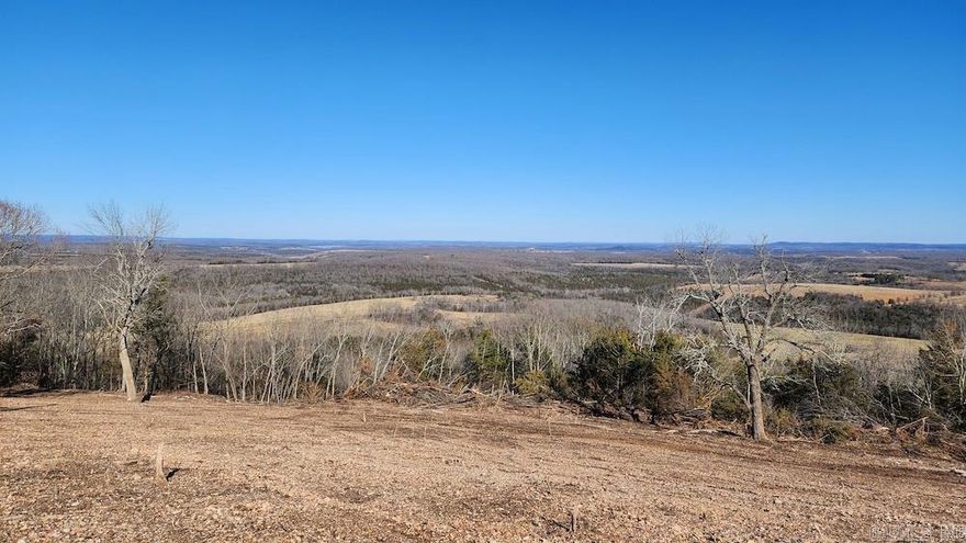 Simply spectacular! This tract is loaded not only with features and potential but also some very rare characteristics. Located atop a ridge with wonderful Highway 281 paved road frontage, the property sports some truly breathtaking vista panoramic views of the Ozark Hills country landscape and some lake views of the nostalgic Bull Shoals Lake with a small cave! With this wonderful access, you have ample spots to stick your dream home or rental cabins into the hillside for some super unique opportunities. As you come down the hill faces, a nice stand of mature and massive red cedar trees is tucked in the rock faces. These rock faces are the lake region's staple, and this tract possesses several areas of small outcroppings and overhangs. A recently built trail has been strategically cut through the landscape and meanders around the benches of hardwood timber. This section of hardwood is predominantly comprised of large and majestic post-oak trees. Several monsters come out of the rocks and twist their way into the sky like something from the Stone Age.