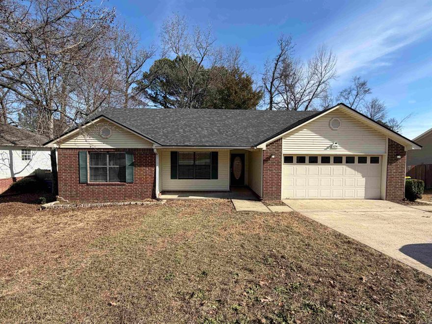 This 3-bedroom, 2-bathroom brick residence is ideally situated in Cabot, AR, offering the perfect blend of convenience and comfort. Located nearby to popular restaurants, Walmart, and with easy access to Interstate 57, this home is perfect for those who enjoy both local or a short commute to Jacksonville Air Force Base and Little Rock. Step inside to discover a spacious living room featuring vaulted ceilings that enhance the airy feel of the home. The luxury vinyl tile flooring adds a modern touch while ensuring easy maintenance. Each bedroom is equipped with ceiling fans for optimal comfort year-round. Retreat to the master suite, where you will find a master bathroom complete with a large jetted tub. The outdoor space is equally impressive, with a large deck in the backyard, ideal for entertaining friends and family or simply enjoying a quiet evening. Don't miss your chance to own this delightful home in a prime location. Schedule a showing today! This home is being sold as-is with no known issues.