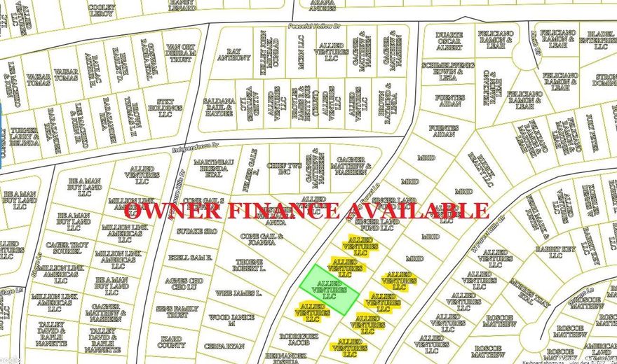 Owner-finance or cash. The area has water tap-in available, septic needed, propane needed, power available, and great area amenities. Great for cabins & Airbnb investors. Tons of lots that are side-by-side so you can own an entire street or cul-de-sac for family & investment. Simple owner-finance terms. Buyer to pay all Buyer's agent fees. The buyer pays $150 for closing costs. Quitclaim deed conveys. Owner/Agent. Discount for purchasing 10 or more lots.  Parcel# 800-04459-000