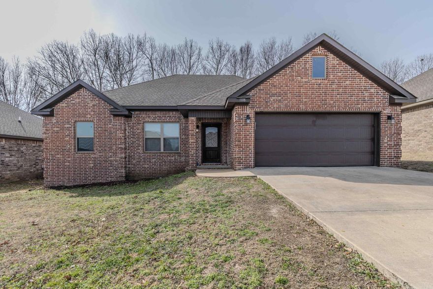 This charming, all-electric, newer brick home is a must-see! Offering 1,489 sq. ft. of comfortable living space, this 3-bedroom, 2-bathroom home sits on a spacious 65x100 lot. Enjoy privacy with a split floor plan and a large main bedroom featuring a decorative ceiling. The inviting living room also boasts a unique decorative ceiling, adding character and warmth. The home is equipped with stained concrete floors for a sleek, modern look. A spacious 2-car garage provides ample storage, while the large deck at the back offers a peaceful retreat overlooking serene farmland. Enjoy the quiet and tranquility of rural living while still being conveniently close to everything you need. Don’t miss out on this perfect blend of style, comfort, and privacy!