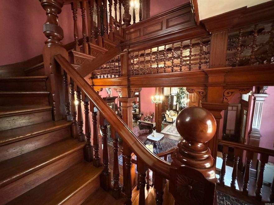 Established in 1884. Perfectly kept custom Victorian on Park Avenue. This is the game of Monopoly. A pioneer of the towns original home place. Towering 4 stories, lowest level is full kitchen, living area, fireplace, ensuite bedroom plus another bedroom or office & laundry. 2nd level formal entry with foyer, 3 more fireplace, 2 parlors, dining, butlers pantry, dumb waiter, bedroom, 1/2 bath & 2 covered porches. 3rd level are 5 ensuite bedrooms, foyer & 2 private balconies with mountain & pristine garden views. 4th level is partially finished with 4 more large rooms not included in square footage! Incredible Formal Staircase with hand carved wood work a & coffered veneer ceiling plus daily use secondary stair that services all 4 stories. Multiple types of heat & cooling sources. Electric is upgraded breakers. Roof is Architectural shingle. Enjoy as a private residence or continue the perfect legacy of a 20+ year Bed & Breakfast. Stunning grounds, ample parking. Located at the top of Historic Hot Springs National Park with hiking trails adjacent on a 1+ acre corner lot. Appointment Required. Turn key business. Real Estate only offered at $879,000 mls#