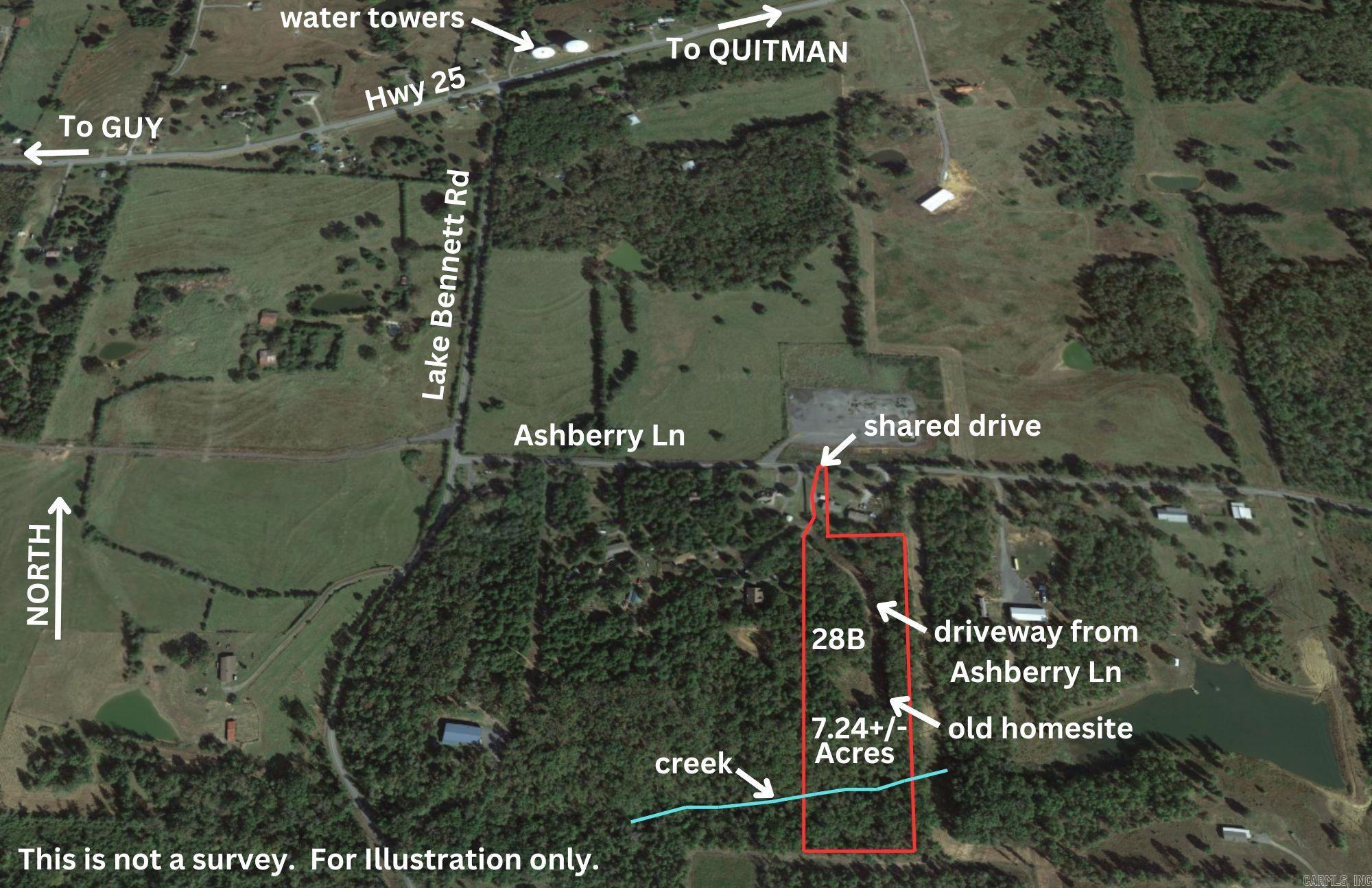 Over 7 Acres of unrestricted Privacy in the trees with a small creek and utilities at the previous homesite. The mobile home has been removed, but the electricity, water and septic system are ready for your new home. Enjoy the peace and quiet or hunt from your own acreage.