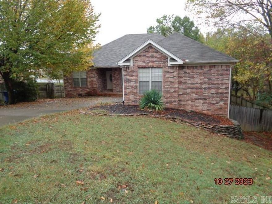 One story Brick and Vinyl sided home in a very nice area of Maumelle. Very convenient to schools playgrounds and all shopping conveniences. Nice laminate floors. Vaulted ceilings. Nice deck overlooking privacy fenced back yard. VA owned property. Seller does not pay customary closing costs: including title policy, escrow fees, survey or transfer fees. Proof of funds required on cash transactions ; Lender Pre-Approval letter for financed offers (dated within last 30 days) “ Agents please see confidential remarks for offer instructions!!!!!!!