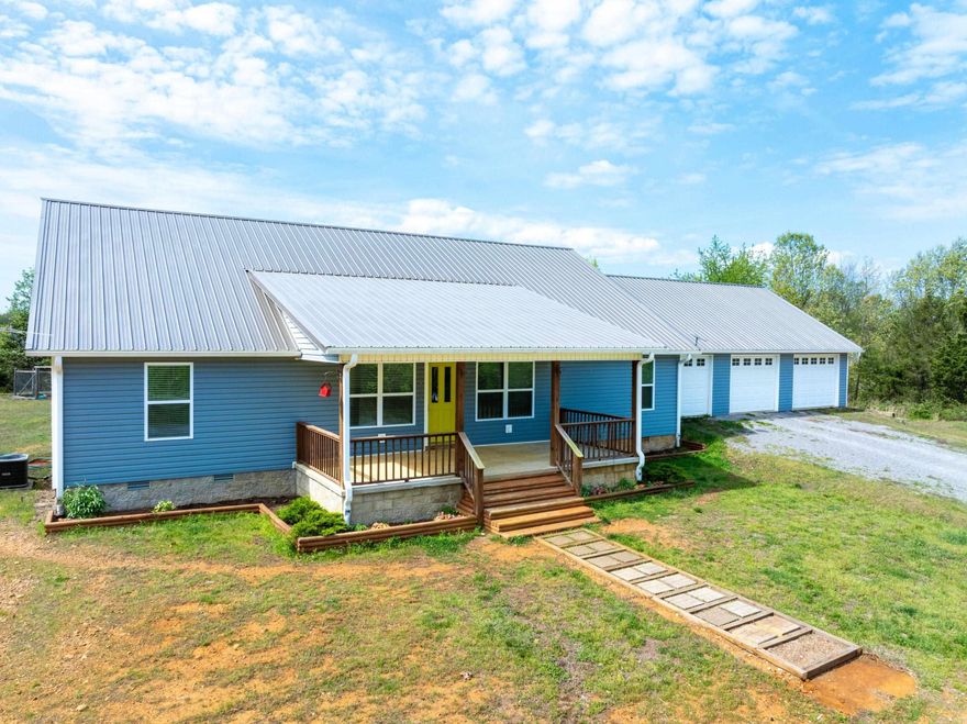 Welcome to this incredible 35 +/- acre property offering privacy, seclusion, and country living just minutes from Batesville, the hospital, Walmart, and Sulphur Rock School. A long, tree-lined driveway leads to a home tucked away from the road. This spacious home (approx. 4,000 sq ft under roof, 2,400 heated/cooled) features a metal roof, covered front porch, and a functional layout. Inside offers a large living room, flex room/office, open dining area, and kitchen with bar seating for 4–6. The home includes 36-inch doors for accessibility, a primary suite with dual vanities, tiled walk-in handicap-accessible shower, private toilet room, and large closet, plus two additional bedrooms. The land offers excellent hunting with whitetail deer and turkey, hardwoods with large white oaks, established trails, and a wet weather creek. Known for wild mushrooms, this property is perfect for outdoor enthusiasts. Additional features: 25x100 enclosed chicken coop Duck/livestock area Raised garden beds & fenced garden space Fruit trees 3-bay garage & back deck A rare find with acreage, hunting, and convenience to town.