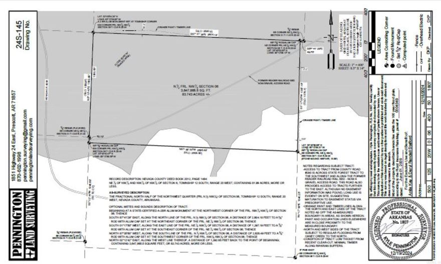 81.9 acres of vacant property. STR-06-12S-17W Nevada County Parcel; # 001-00447-000.  This would be a great place for a hunting camp or a few deer stands.