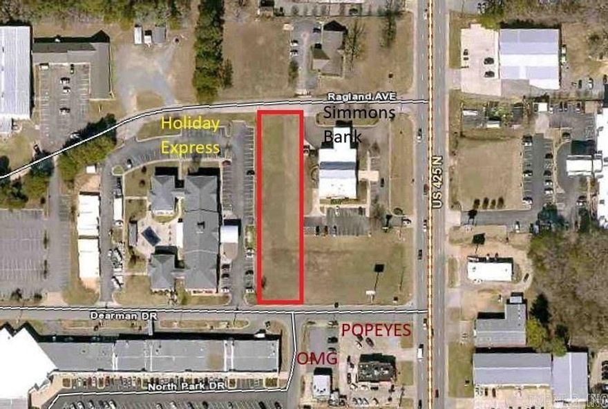 Commercial lot in a high traffic location with easy access from two streets.