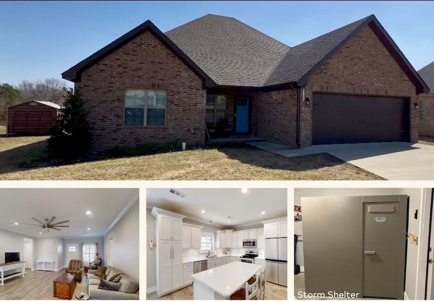 (NEW ROOF 2024) Seller offering to pay $5,000.00 of Buyer's closing cost. This all brick 4 Bedroom, 2 Bathroom home has 1,756 SqFt and sits on 0.36 +/- of an acre. Built in 2021, this property offers an open/split floor plan, good sized rooms with walk-in closets. Great sized backyard with deck to relax after a long day. Includes an outbuilding for extra storage and storm shelter in the garage.