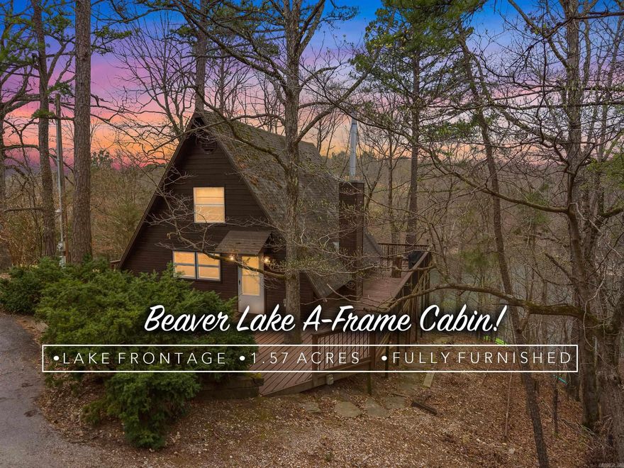 Charming lakefront property on the stunning Beaver Lake, tucked away in a peaceful, quiet area on 2 lots with 1.57 Acres! If you’re seeking tranquility and relaxation in a natural setting, this is the perfect spot. This home boasts 250 feet of shoreline, stunning lakefront views, and a short 75-foot walk to the water, where you can enjoy a cleared “beach” area perfect for swimming, fishing, or anchoring your boat. The home was remodeled about 8 years ago, with updates including a new blacktop driveway and Pex plumbing installed 3 years ago. And a new mini-split system and a septic pump-out were done in 2024. It was successfully run as an Airbnb/VRBO for 2.5 years and consistently stayed booked! VRBO Link here: https://www.vrbo.com/1963606 for access to reviews. Additionally, this property is available  fully furnished. Schedule your showing today!